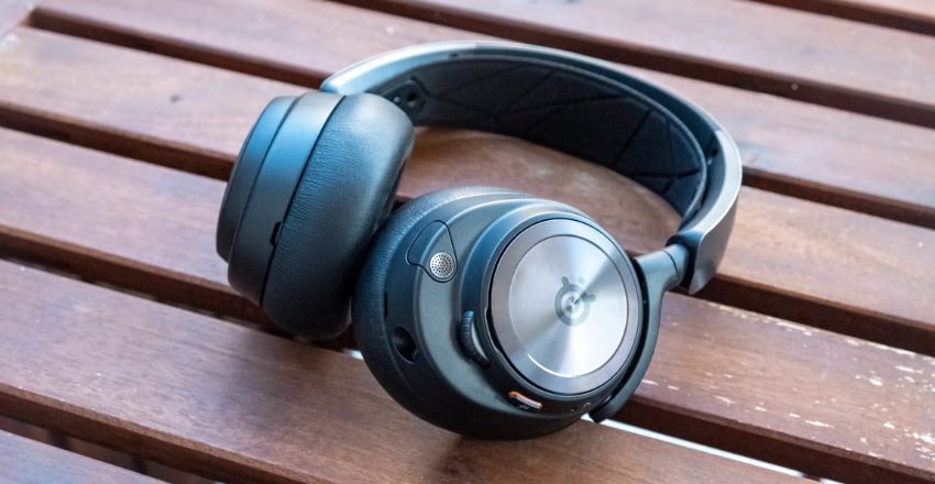 Arctis Nova Pro Wireless gaming headset on a desk