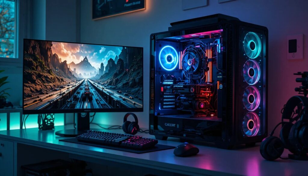 Refurbished gaming PC tower with the side panel removed