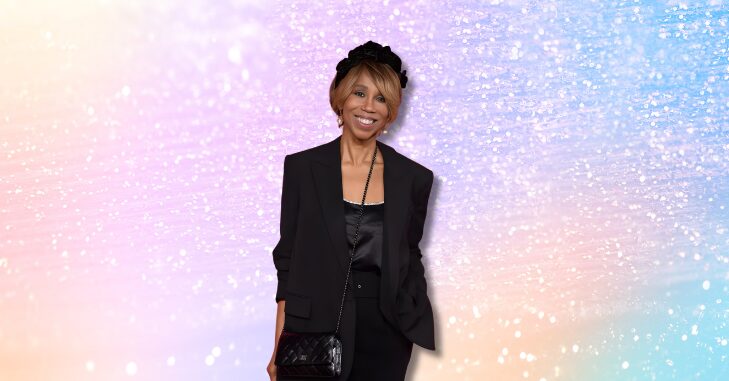 Trisha Goddard hosting a daytime talk show on set