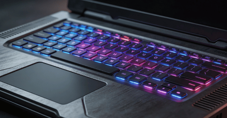 RGB backlit keyboard on an Asus gaming machine