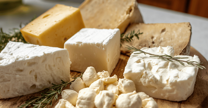 Hard cheese sliced to show protein-rich texture