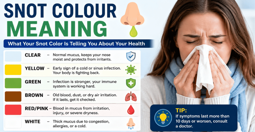 Snot Color Meaning: The Complete Guide to What  Clear, Yellow, Green, Brown, Red, and Black Mucus Says About Your Health, Infections, Allergies, and Sinus Problems 