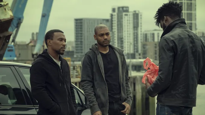 Actor in character on the set of Top Boy