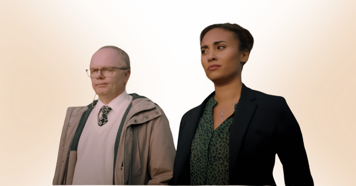 Cast members from McDonald and Dodds in character