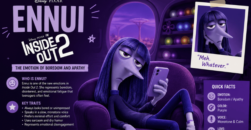 Ennui in Inside Out 2: A Complete Character Guide to Pixar’s Emotion of Boredom, Apathy, Emotional Fatigue, and Teenage Self-Discovery