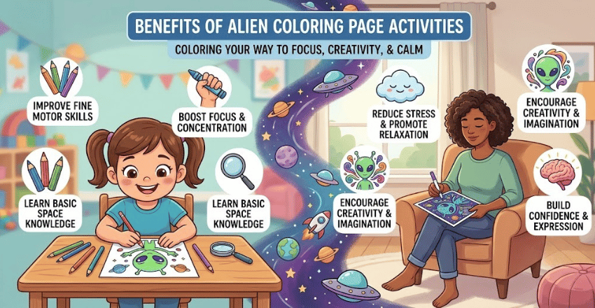 Benefits of Alien Coloring Page Activities