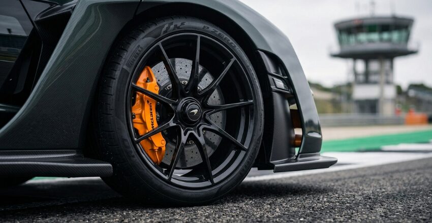 Aerodynamic rear wing on a McLaren track-focused hypercar