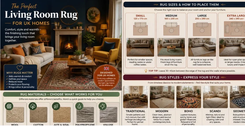 Living Room Rugs: How to Choose the Right Size, Material and Style for UK Homes